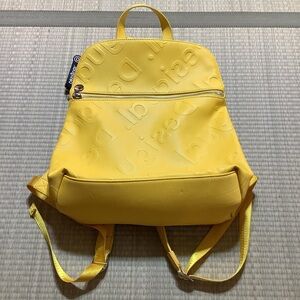 Desigual Women's Yellow Backpack LOGO IN RELIEF Missing Keyring